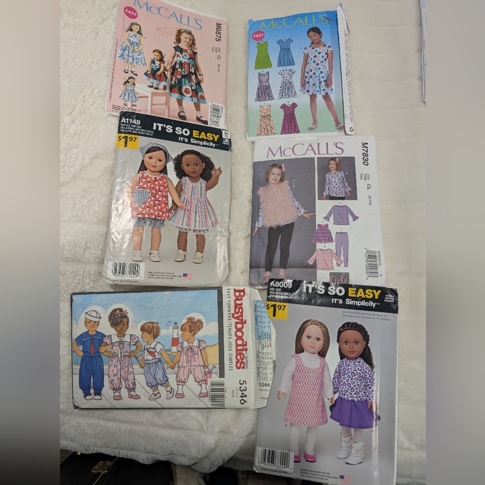 6 Simplicity, Busybodies and McCall's Clothing And Doll Clothing Patterns